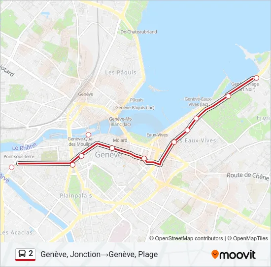 Plan de la ligne 2 de bus