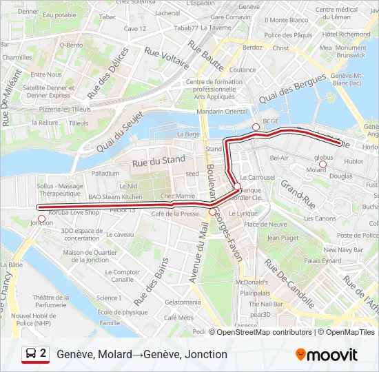 Plan de la ligne 2 de bus
