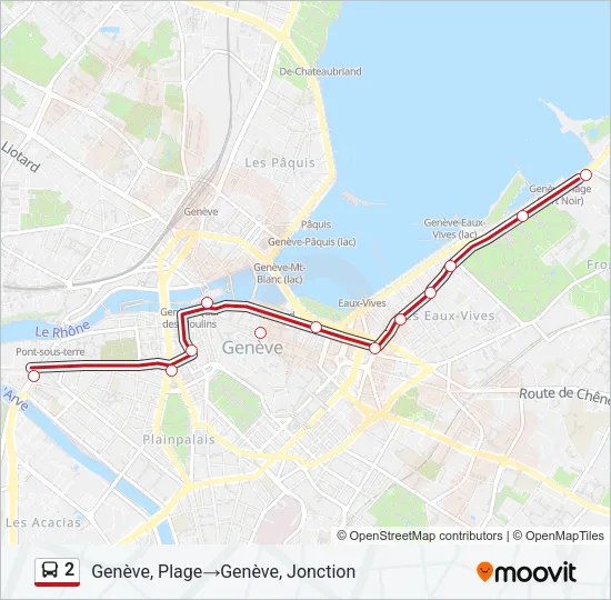 Plan de la ligne 2 de bus