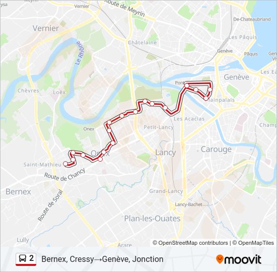 Plan de la ligne 2 de bus