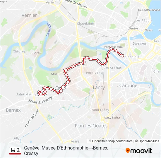 Plan de la ligne 2 de bus