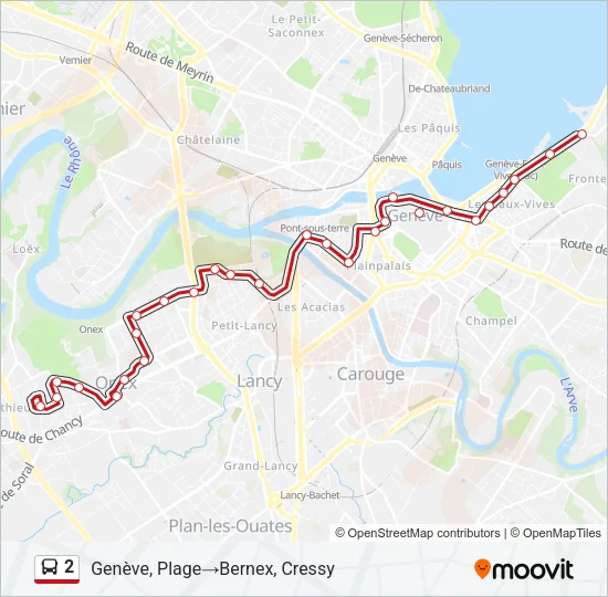 Plan de la ligne 2 de bus