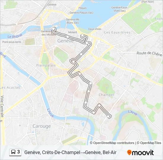Plan de la ligne 3 de bus