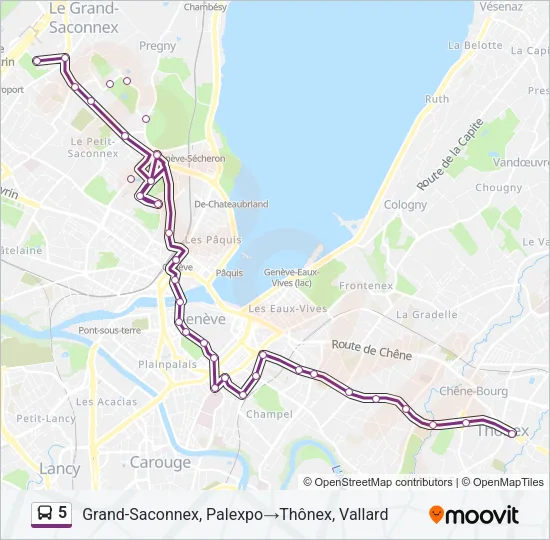 Plan de la ligne 5 de bus