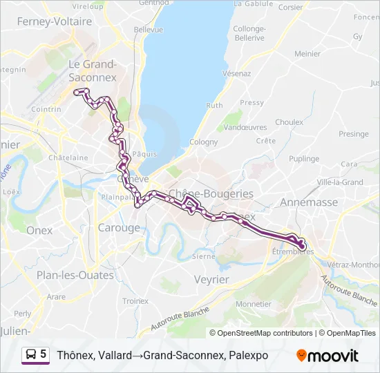 Plan de la ligne 5 de bus