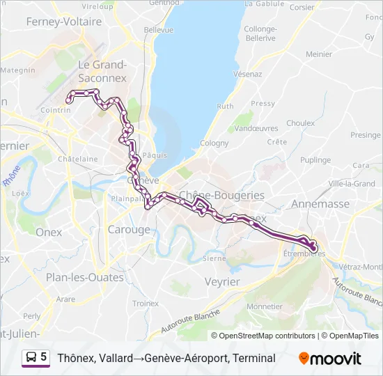 Plan de la ligne 5 de bus