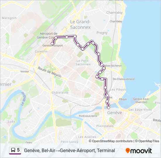 Plan de la ligne 5 de bus