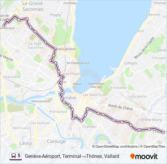 Plan de la ligne 5 de bus