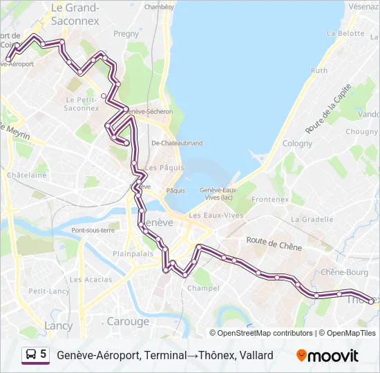 Plan de la ligne 5 de bus