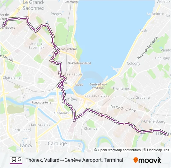 Plan de la ligne 5 de bus