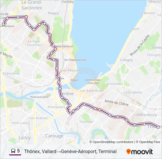 Plan de la ligne 5 de bus