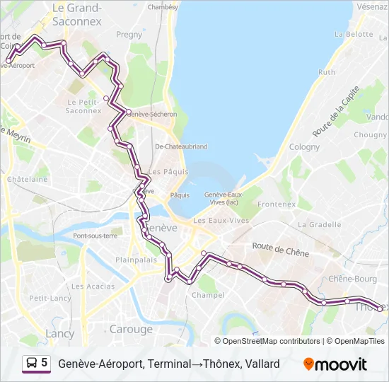 Plan de la ligne 5 de bus