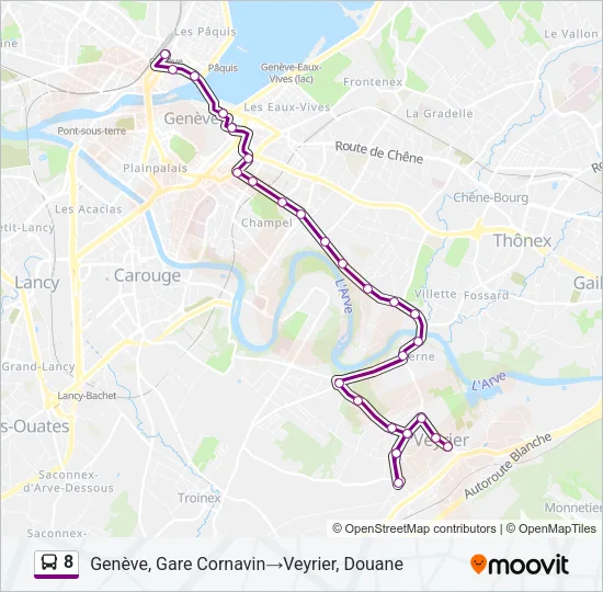 Plan de la ligne 8 de bus