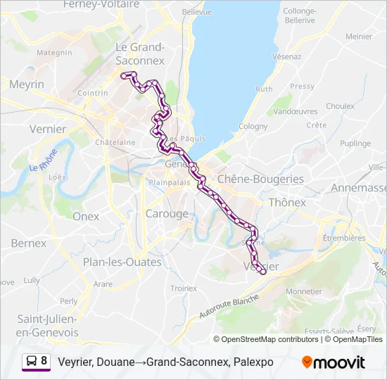 Plan de la ligne 8 de bus