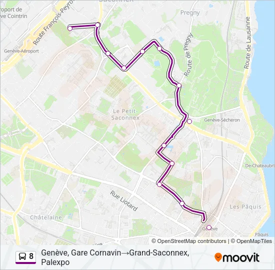 Plan de la ligne 8 de bus