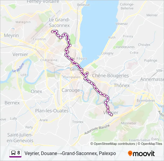 Plan de la ligne 8 de bus