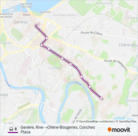 Plan de la ligne 8 de bus