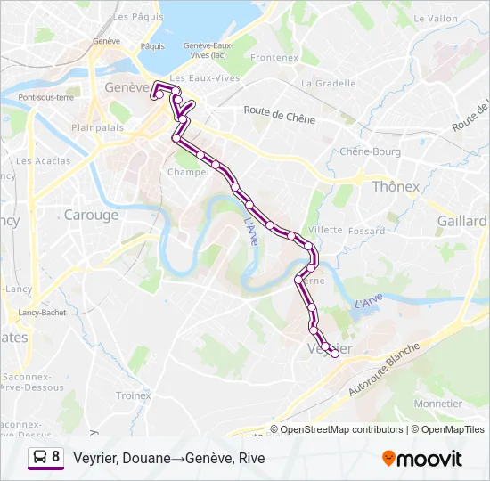 Plan de la ligne 8 de bus