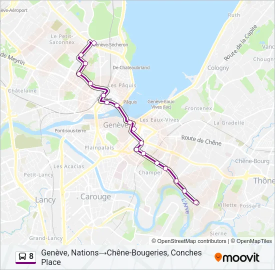 Plan de la ligne 8 de bus