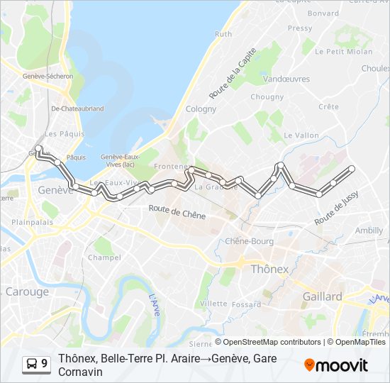 Plan de la ligne 9 de bus