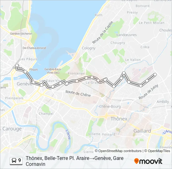 Plan de la ligne 9 de bus