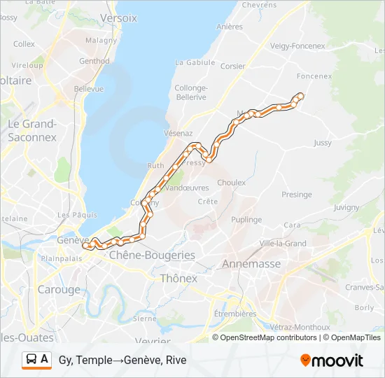 Plan de la ligne A de bus