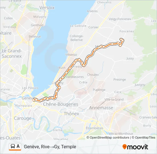 Plan de la ligne A de bus