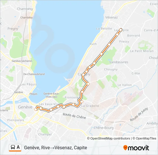 Plan de la ligne A de bus
