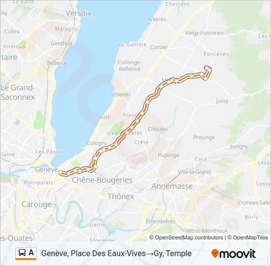 Plan de la ligne A de bus