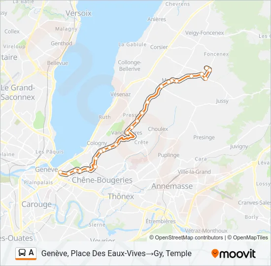 Plan de la ligne A de bus