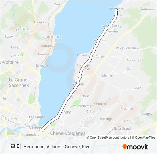 Plan de la ligne E de bus
