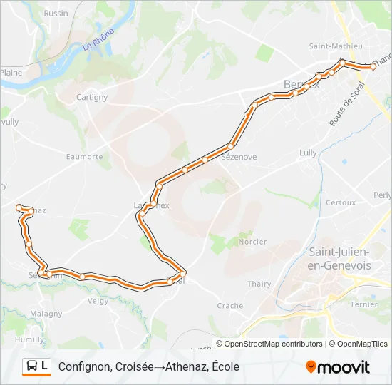 Plan de la ligne L de bus