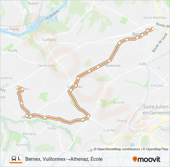 Plan de la ligne L de bus