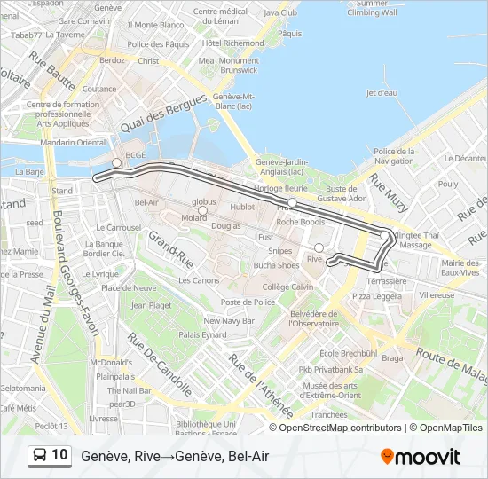 Plan de la ligne 10 de bus