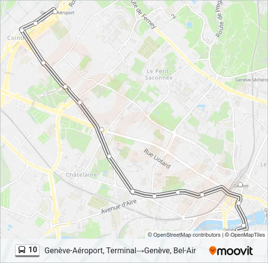 Plan de la ligne 10 de bus