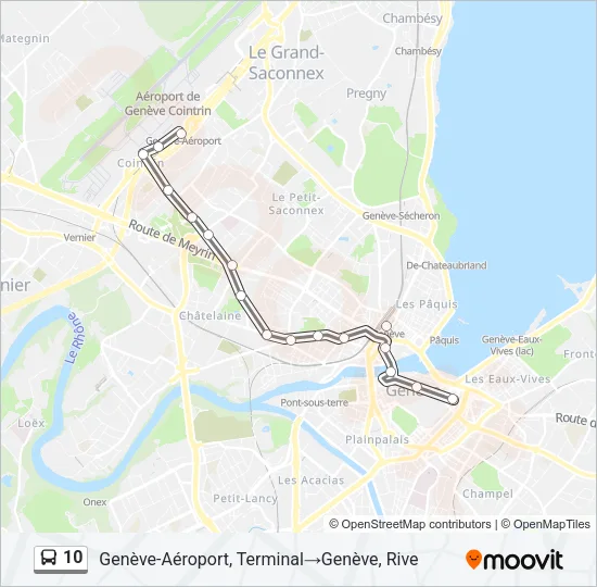 Plan de la ligne 10 de bus
