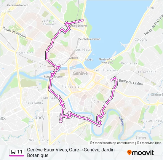 Plan de la ligne 11 de bus