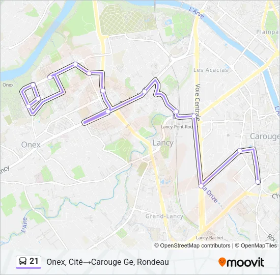 Plan de la ligne 21 de bus