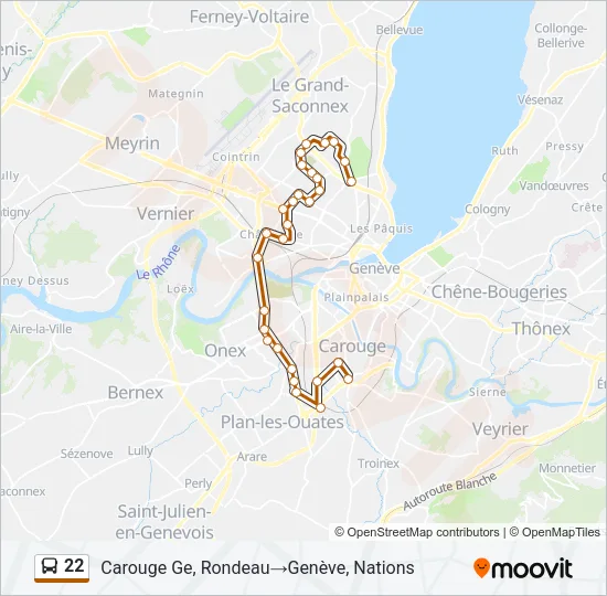 Plan de la ligne 22 de bus