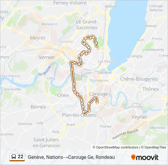 Plan de la ligne 22 de bus
