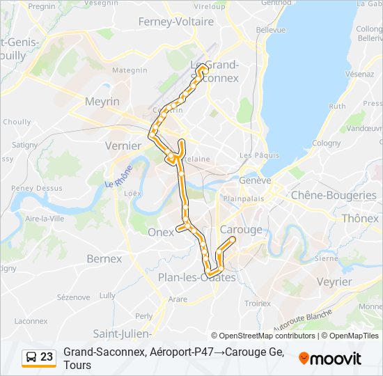 Plan de la ligne 23 de bus