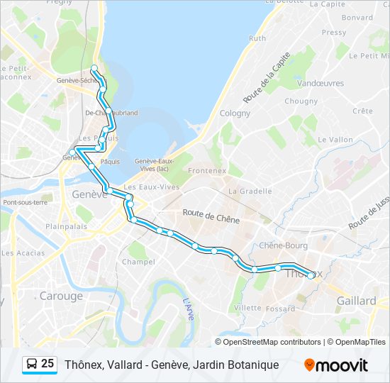 Plan de la ligne 25 de bus