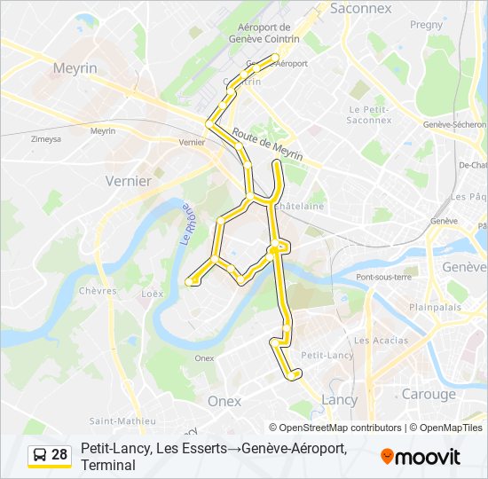 Plan de la ligne 28 de bus