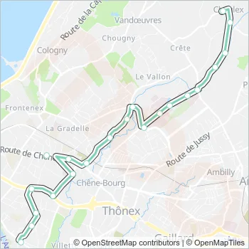 34 Itinéraire: Horaires, Arrêts & Plan - Chêne-Bougeries, Conches