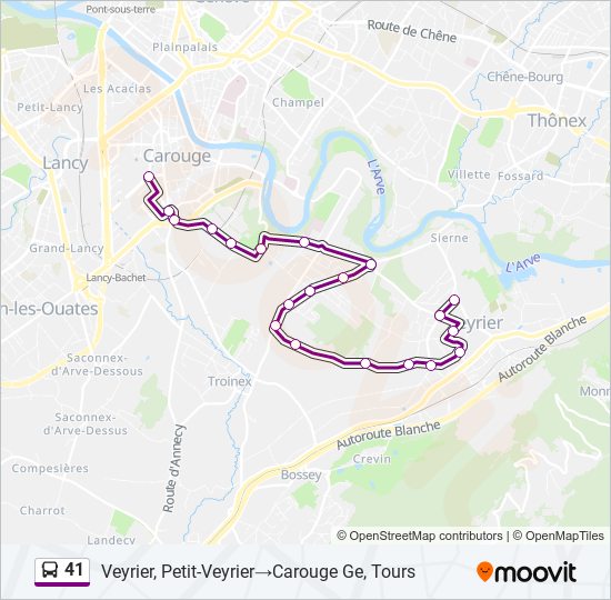 Plan de la ligne 41 de bus