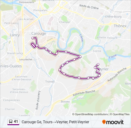 Plan de la ligne 41 de bus