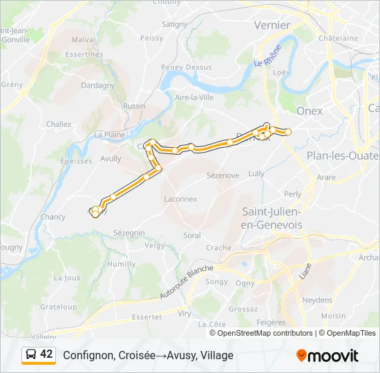 Plan de la ligne 42 de bus
