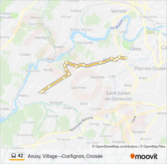Plan de la ligne 42 de bus