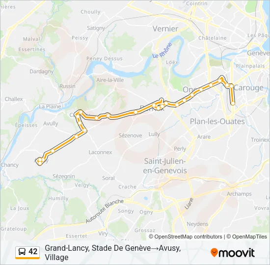 Plan de la ligne 42 de bus
