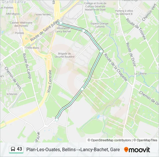 43 Bus Line Map